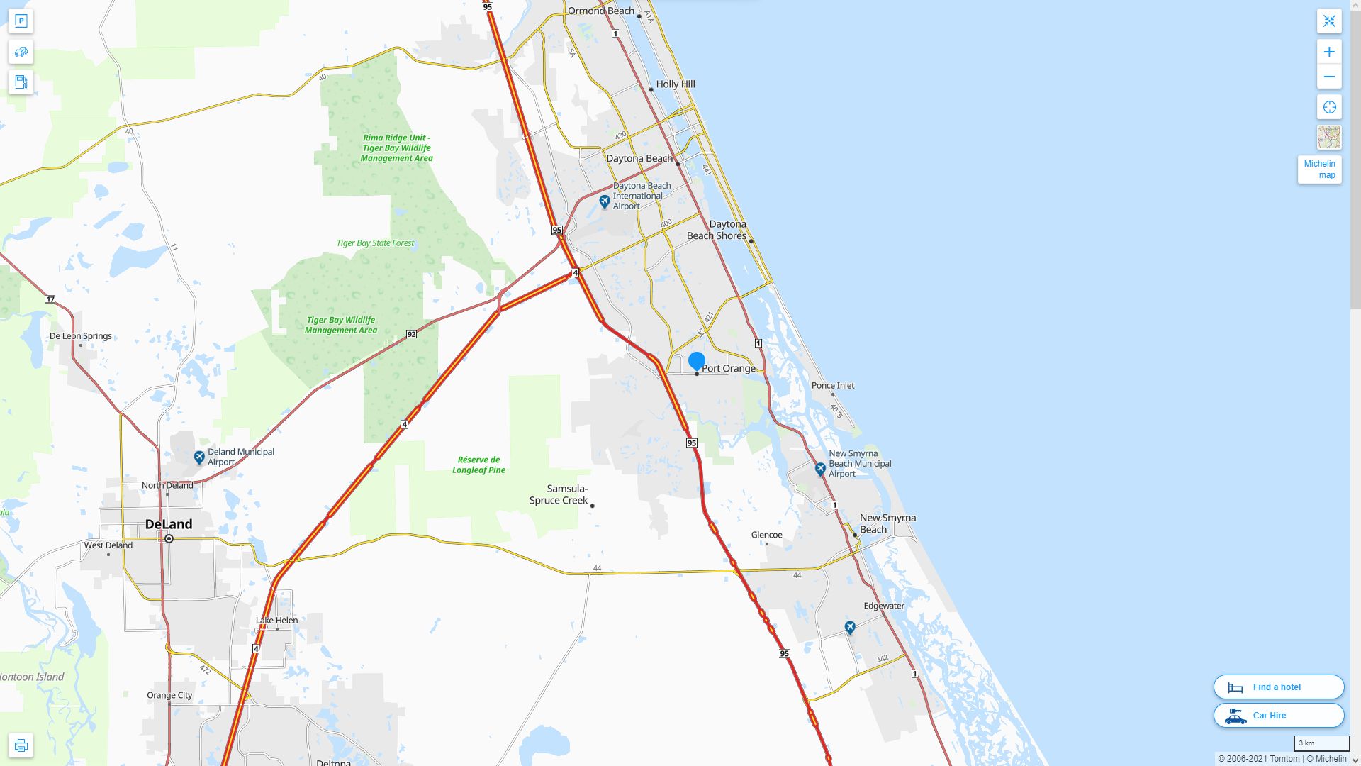 Port Orange Florida Highway and Road Map